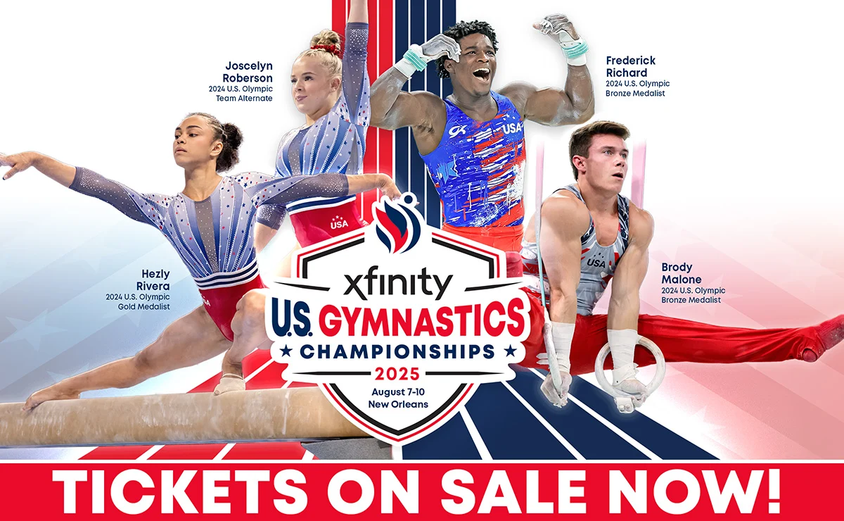 Olympic gymnast performing on balance beam during finals, related to artistic gymnastics Olympics tickets demand.
